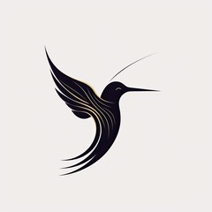 hummingbirg logo design template - black illustration on white background