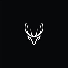 Logo Graphic black silhouettes of wild deers – face and horns