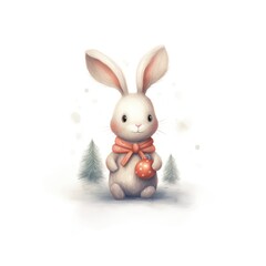 illustration of a christmas bunny on a white background
