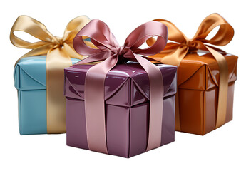 Fototapeta premium celebration gift box decoration isolated on transparent background, generative ai