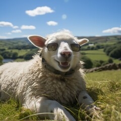 A sheep enjoying the sun.