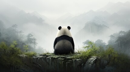 Fototapety  illustration of an adult panda bear