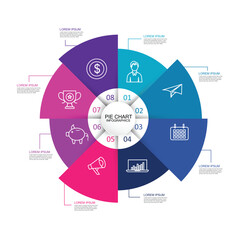 infographic vector pie chart, cycle diagram, graph, presentation chart. Business concept with 8 steps