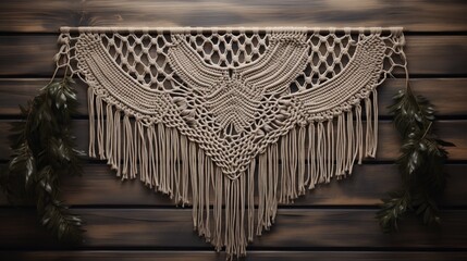 Close-up of hand made macrame texture pattern background