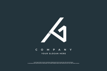 Minimal Letter AG or GA Monogram Logo Design Vector - obrazy, fototapety, plakaty