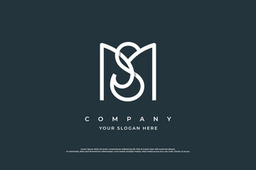 Luxury SM Logo or MS Logo Design Vector - obrazy, fototapety, plakaty
