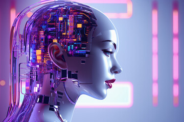 Artificial intelligence brain computer interface, future technology concept abstract background