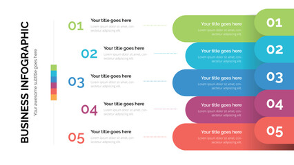 Business list infographic with five list Suitable For Presentation Template With 16x9 Aspect Ratio