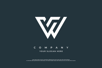 Minimal Letter VW or GW Monogram Logo Design Vector - obrazy, fototapety, plakaty