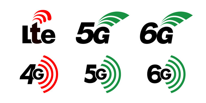 Lte, 4G 5G and 6G Icon vector transparent for app or mobile device. Lte, 3g, 4g, 5g and 6g technology icon symbols. Vector.