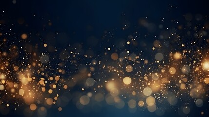 abstract background with Dark blue and gold particle. Christmas Golden light shine particles bokeh on navy blue background. Gold foil texture. Holiday concept. - obrazy, fototapety, plakaty