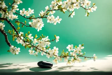 Fotobehang zen stones and flowers © Naz