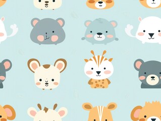 Obraz premium seamless pattern cute animal