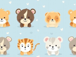 Naklejka premium seamless pattern cute animal