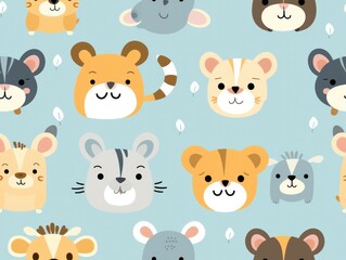 seamless pattern cute animal