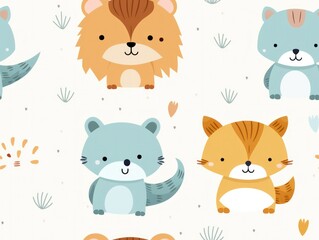 seamless pattern cute animal