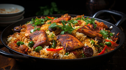 chicken with rice HD 8K wallpaper Stock Photographic Image