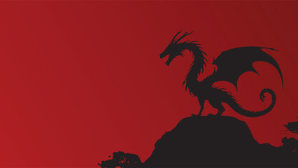 dragon on the cliff vector EPS10