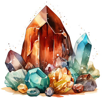 recommend clip art: Transparent png, beautiful natural minerals crystal clipart, ai generative