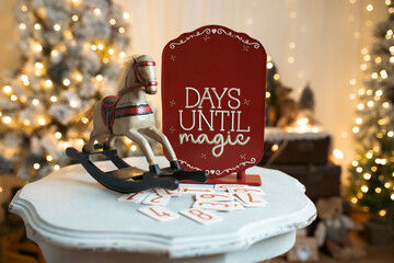 Red vintage blank sign to countdown the days to Christmas.