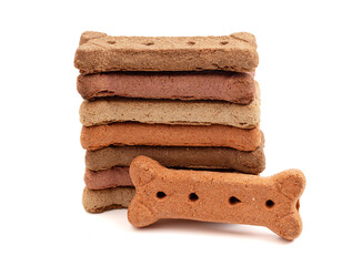 A Tall Stack of Dog Treat Isolated on a White Background