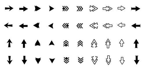 Arrows big black set icons. Arrow icon. Arrow vector collection. Arrow. Cursor. Modern simple arrows. Vector illustration