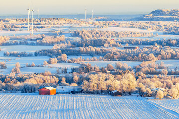 Snow and frost in a cold winter in the country - obrazy, fototapety, plakaty