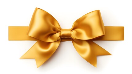 Golden satin ribbon isolated on white background
