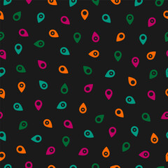 Seamless pattern with colorful map pin