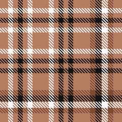 Brown Black White Tartan Plaid Pattern Seamless. Check fabric texture for flannel shirt, skirt, blanket
