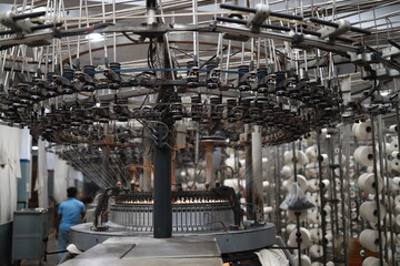 View of circular knitting machine