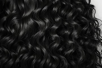 Curly Black Hair Close-up isolated on white background