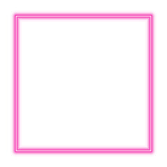 Illustration of neon electric style square frame. Pink purple color. Isolated on transparent background