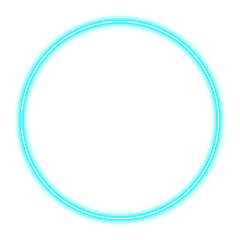 Illustration of neon electric style circle oval round frame. Blue color. Isolated on transparent background