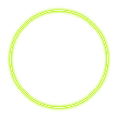 Illustration of neon electric style circle oval round frame. Green color. Isolated on transparent background
