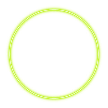 Illustration of neon electric style circle oval round frame. Green color. Isolated on transparent background