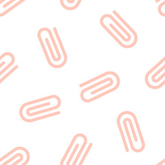 Seamless pattern with pink paperclip