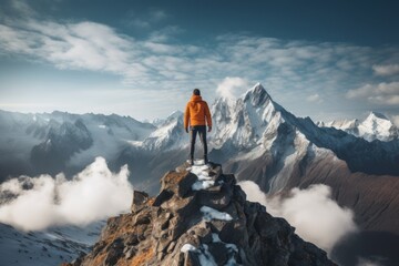 Person standing on a mountain peak