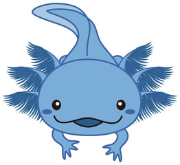 青いウーパールーパーのイラスト