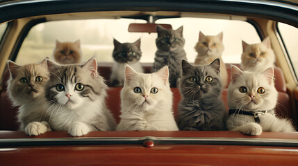 Cats driving a car - Powered by Adobe