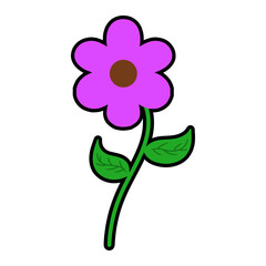 Flower digital illustration in cute and simple style