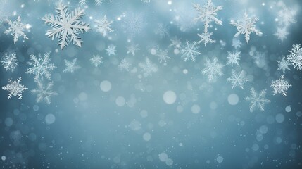 Fototapeta na wymiar silver turquoise snowflakes on blue christmas background