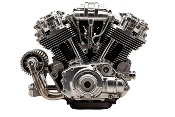 High-Performance Motorbike Engine Isolated on Transparent Background