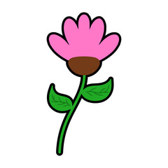 Flower digital illustration in cute and simple style
