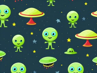 Naklejka premium seamless pattern cute alian