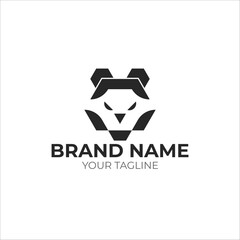 A logo with a minimalist, simple and modern style with a bear shape