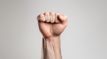 portrait of clenched fist on white background, AI generated, background image