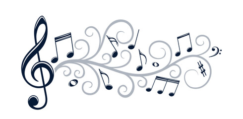The symbol of stylized musical notes with pattern.
 - obrazy, fototapety, plakaty