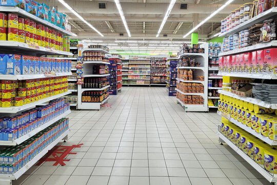 PENANG, MALAYSIA - 11 SEP 2023: Interior view of Giant hypermarket. Giant Malaysia is a trusted supermarket brand that offers the finest selection local and imported quality products.