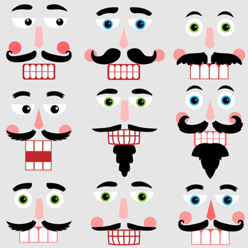 Nutcracker face icon vector set. Nutcracker illustration sign collection. Ballet symbol or logo.